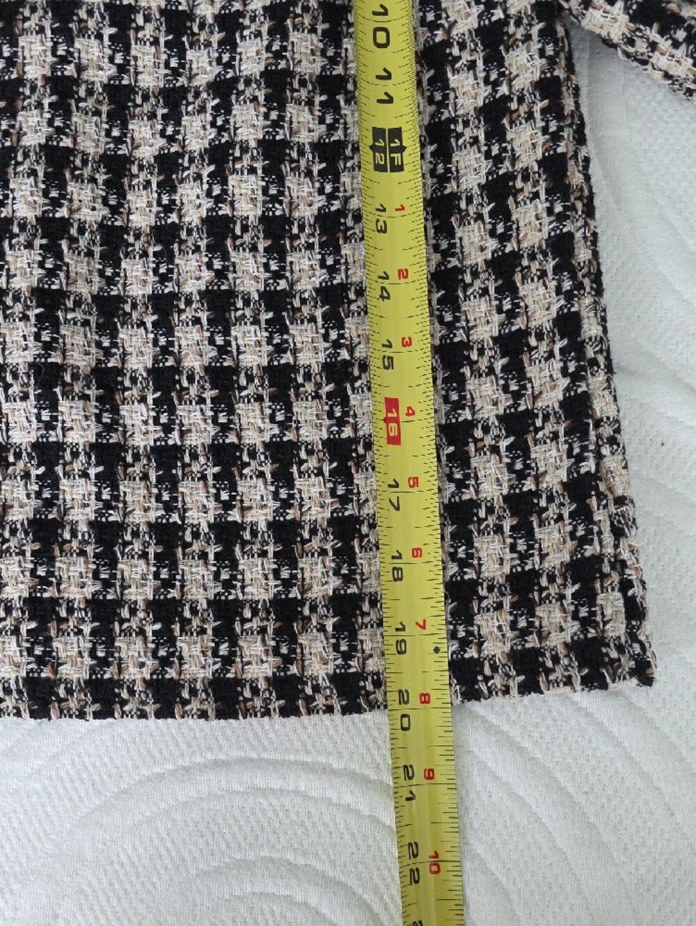 Dex Black and Cream Tweed V-Neck Cardigan with Contrast Trim - Picture 13 of 13